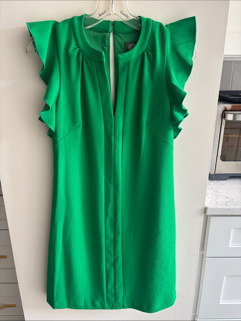 Vince Camuto Sleeveless Ruffle Shift Dress in Emerald Green